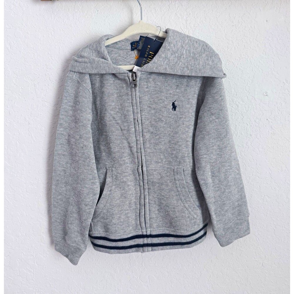 Polo Ralph Lauren Toddler Gray Solid Full Zip Hooded Logo Hoodie 3T